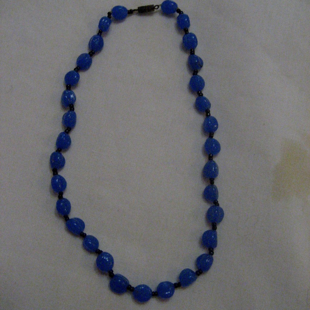 Perwinkle Blue Single Strand Glass Necklace